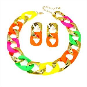 Chunky Acrylic Statement Earrings Drop Dangle Chain Link Jewelry